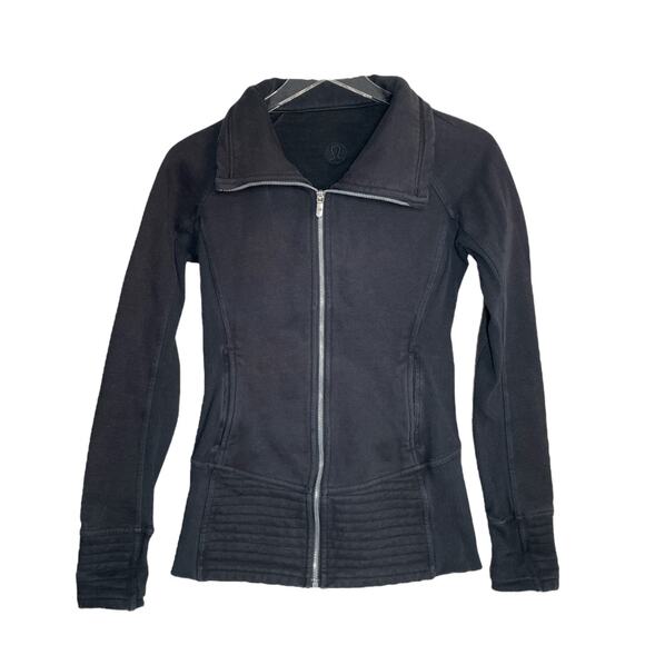 Lululemon Black Full-Zip Ribbed Panel Athletic Jacket Size 4 - Picture 7 of 7